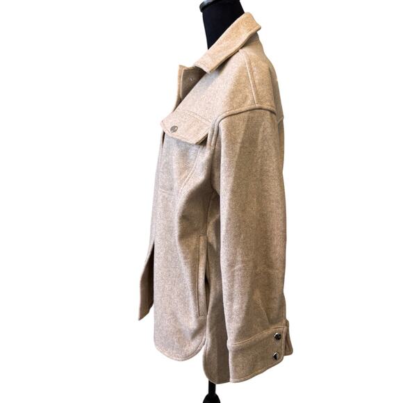 New ZARA Women's Beige Metal Snap Front Casual Layer Overshirt Jacket Size XS - Picture 4 of 10